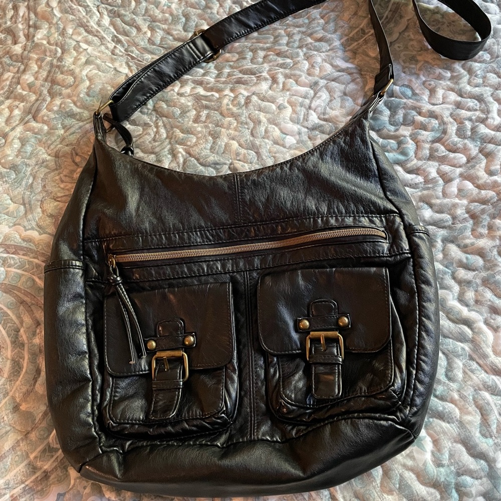 t-shirt & jeans black hobo bag